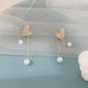Imitation Pearl Earrings for Women Hollow Heart Pendants Korean Drop Earrings Personality Hanging Earrings Boucle Oreille Femme