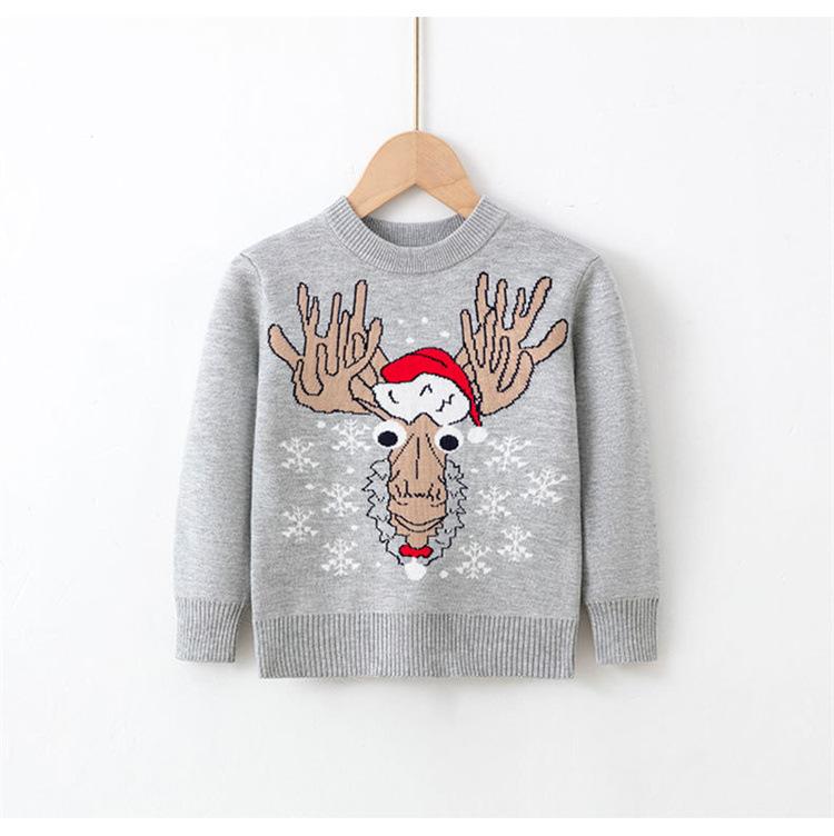 New Children's Christmas Sweater Collection: Girls' and Boys' Autumn/Winter Cartoon Pullover Knitwear