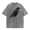 Sketch Bird Graphic Crew Neck Washed Tshirts Mother Day Tees Short Sleeve Classic Cotton Funny Washed Tees