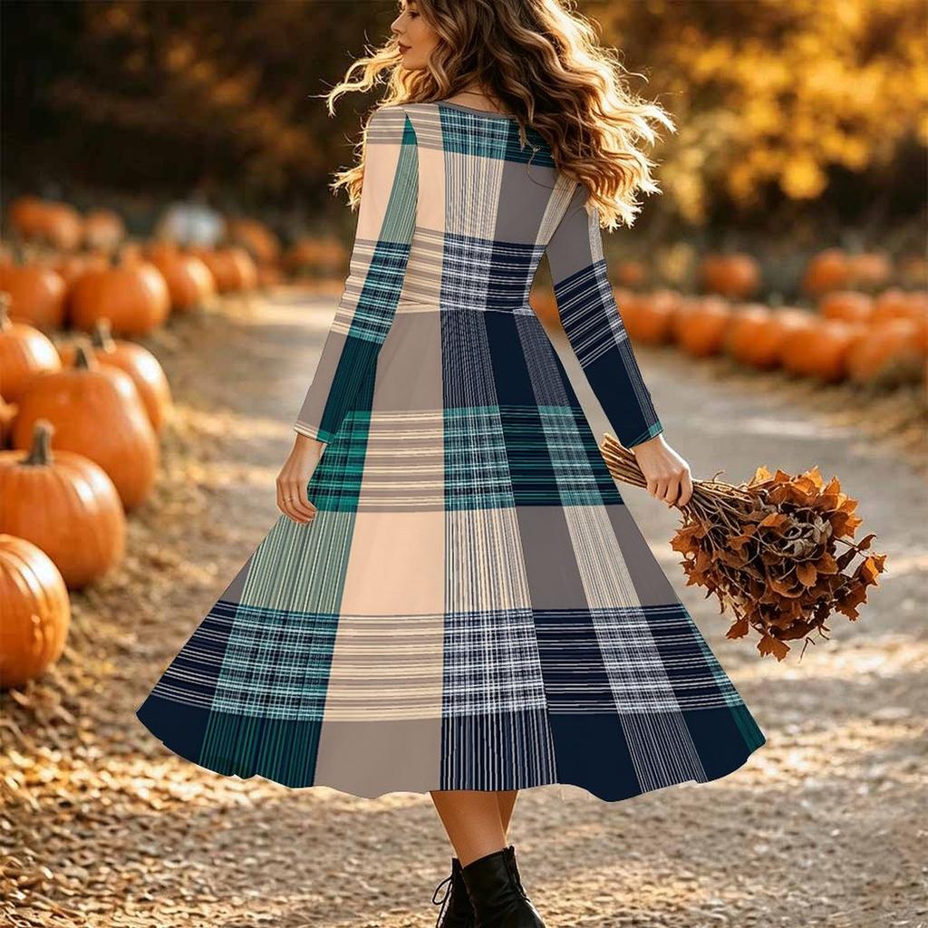 Halloween Women's Vintage Pattern Print Midi Dress A Line Dress Vacation Casual Daily Regular Fit Long Sleeve V Neck Black Spring Fall