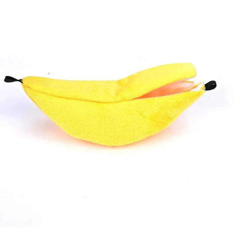 Small Pet Hamster Banana Cotton Nest Winter Warm Hanging Hammock Hanging Nest Moon Boat Shaped Hanging Swing Bed Rabbit Cage