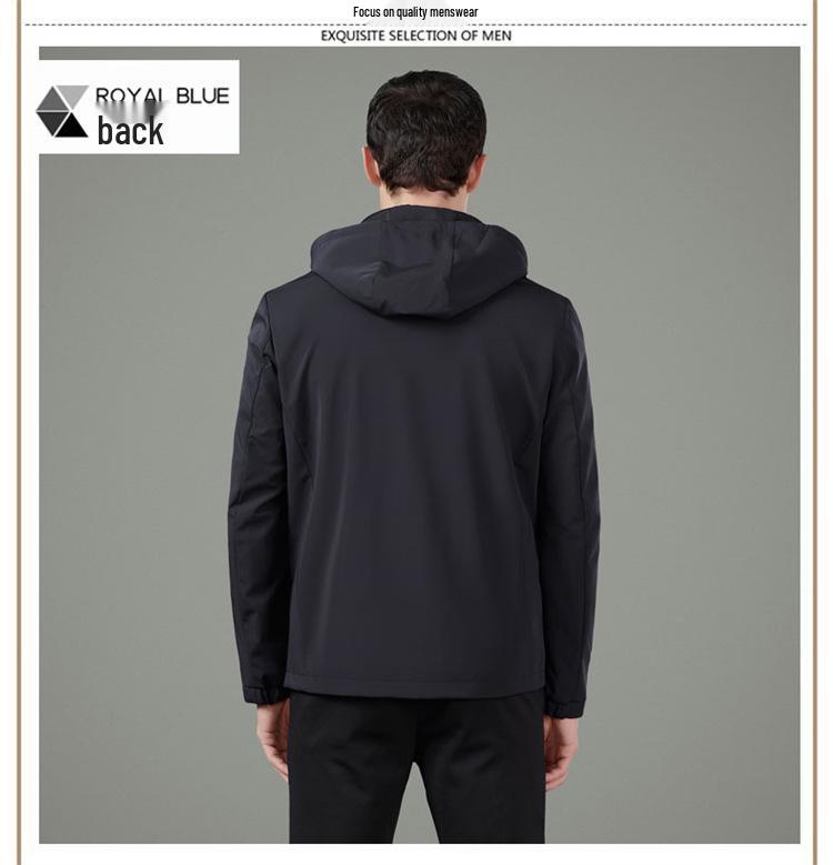 Men's Autumn 2025 Detachable Hood Business Casual Windbreaker Jacket