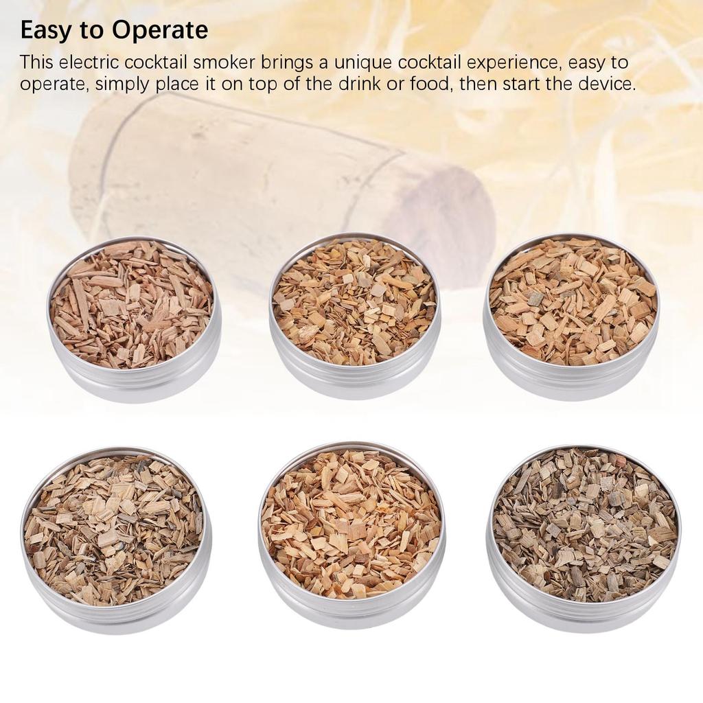 Electric Whiskey Smoker Kit Rechargeable Cocktail Smoker with 6 Boxes Wood Chips for Home Bar Party