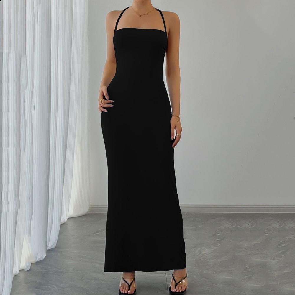 Šaty bez rukávů na ramínka plus size vintage novinka pro ženy ležérní dlouhé letní šaty