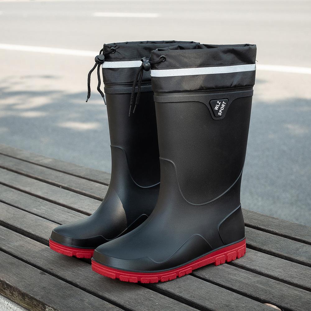 Fashion bundle short rain shoes men's medium water boots high rain boots men's new non-slip waterproof long rubber shoes men