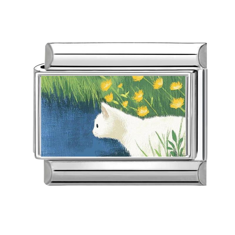 Y2K Cartoon Cat Dog Flower Love Rabbit Guitar Italian Charm Links Fit 9mm Stainless Steel Bracelet Women Men DIY Making Gift