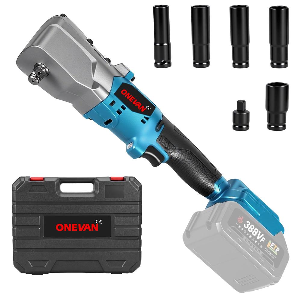 ONEVAN Electric Ratchet Brushless Loosening Tightening To Conversion Compatible with 18V Makita Impact 18V LED for Home DIY Tire and Car Includes