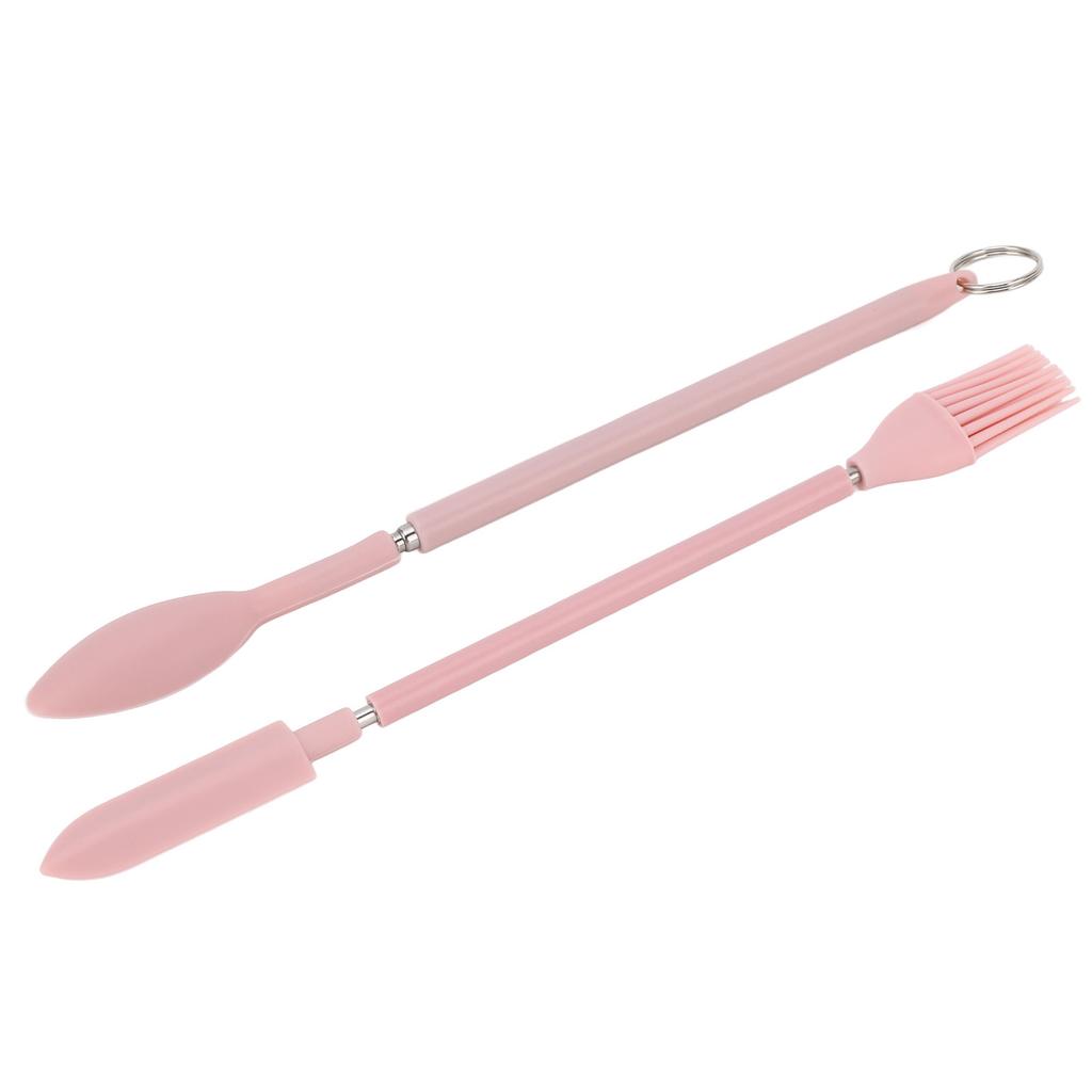 Telescopic Silicone Spatula Pink Reusable Jar Scraper Retractable Mini Makeup Spatula Spoon Set for Cosmetics
