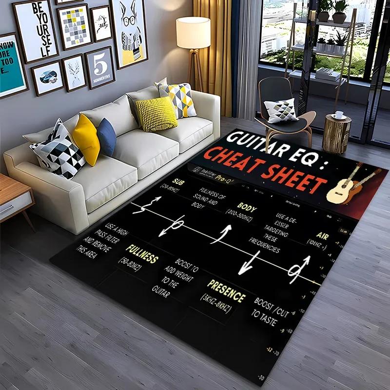 3D Music Basic Guitar Chord Theory Chart Piano Rug,Rug Living Room Tapete for Bedroom Sofa Doormat Decor,Kids Non-slip Floor Mat