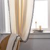 Curtain Finished Solid Color Cotton And Linen Fringed Semi-Blackout American Kitchen Floating Curtains Direct Supply