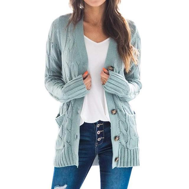 GMXIA Damen Vintage Casual Solid Color Print Herbst Winter Langarm V-Ausschnitt Jacken & Mäntel