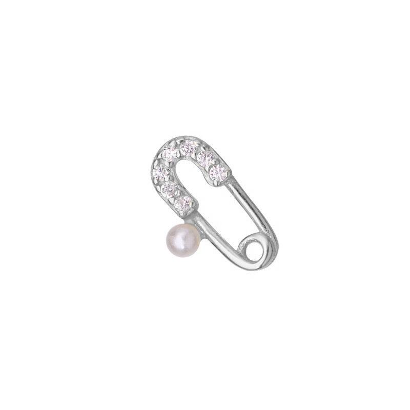 

Серьги-скрепки с бриллиантами, Изысканные французские персонализированные серьги-пусеты с жемчугом ручной инкрустации, Отправляется одна штука за других. copper