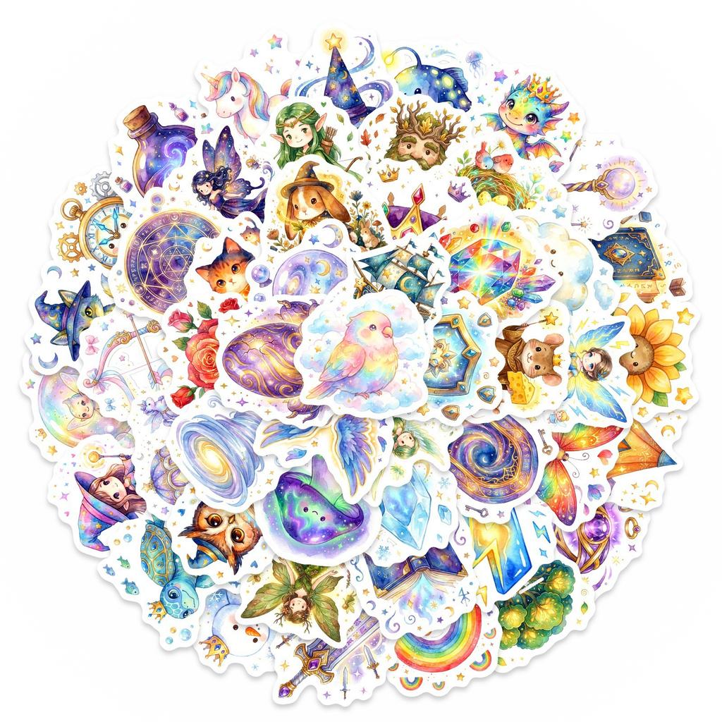 50 Magic Animal Daily Graffiti Stickers Cartoon Watercolor Waterproof Hand Account Decorative Stickers