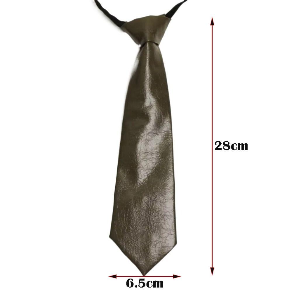 College Style PU Leather Ties Solid Color Lazy Tie Retro JK Necktie