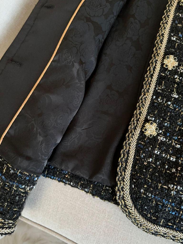 Veste Tweed Noire Style Français pour Femme A71337