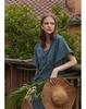 Myue Drawstring Hooded Dress Teal Blue