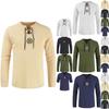 Stylish Medieval Men's Long Sleeve Lace Up Solid Color Retro Cosplay Costume T-shirt