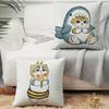 Hand Drawn Cute Cat Pillow Case Home Decor Throw For Sofa Bed Car Room Decor Gift Idea