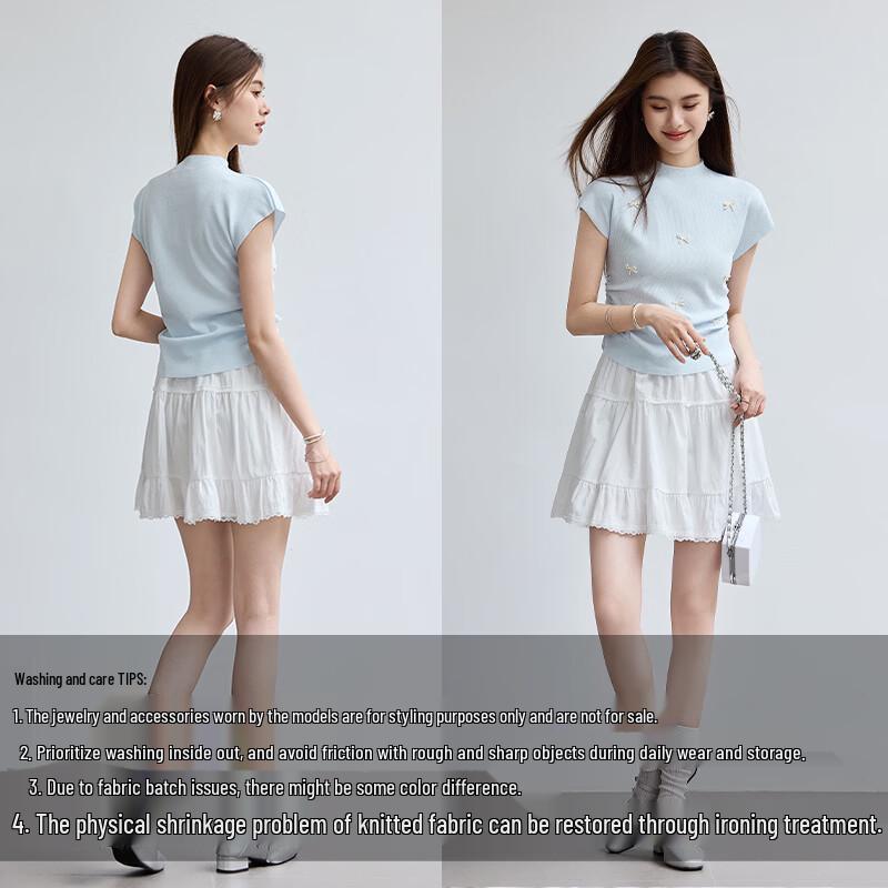 VICTORIA&VERA Ballet Style Bowknot Knit Top
