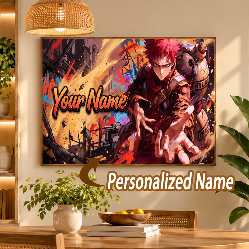 Gaara Naruto Custom Name Diamond Painting Personalized 5D Full Drill DIY Diamond Art Home Decor