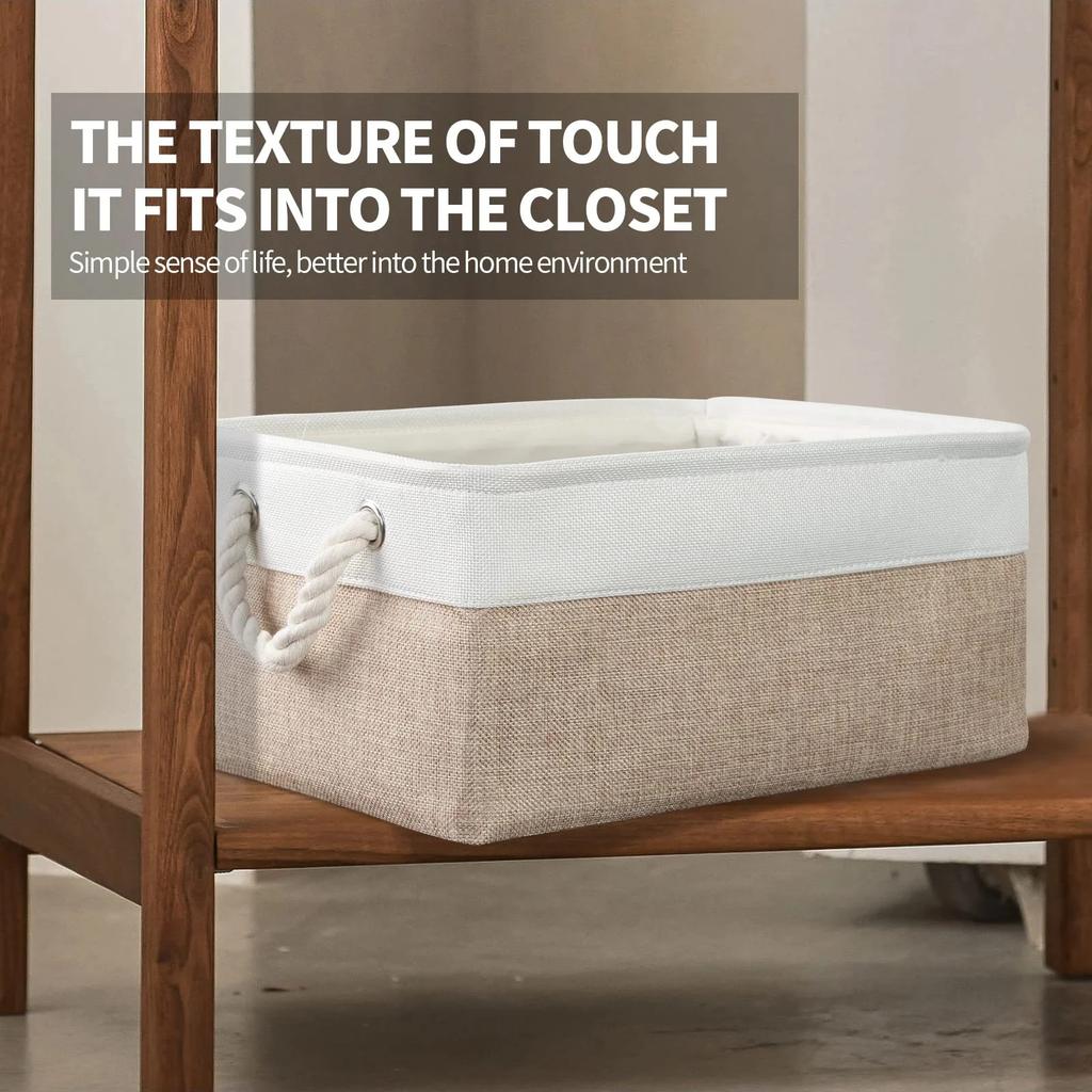 1Pc Cotton and Linen Splicing Thick EVA Clothing Storage Box Without Cover Hand-held Jeans Toy Wardrobe Desktop Storage Basket