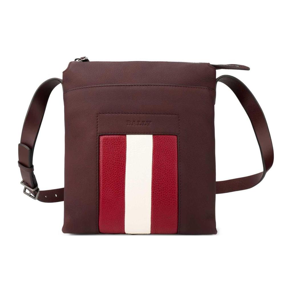 Bally Red And White Striped Business Leather Messenger Bag Men Bags Brown BAUMAS-101