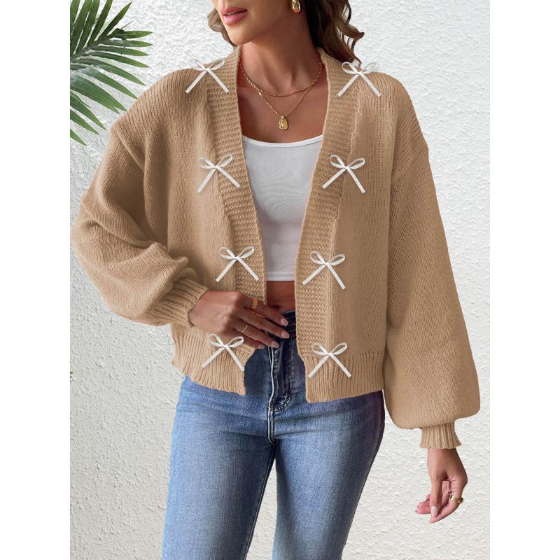 

Женское пальто оптом с ленточным бантом, лоскутный свитер-кардиган для женщин S хаки