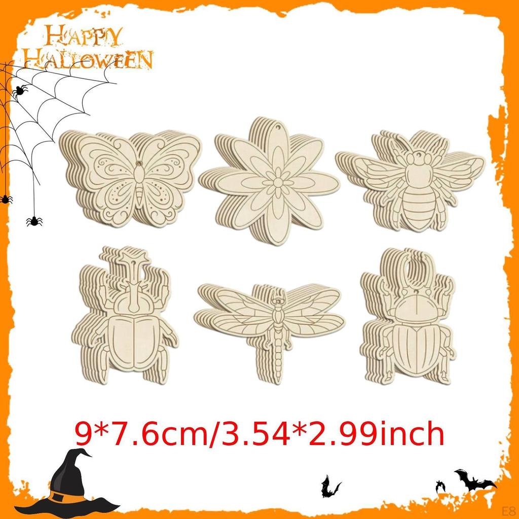 36 Pieces Wooden Ornaments to Paint Crafts Halloween Thanksgiving Decoration Wood Discs for Harvest