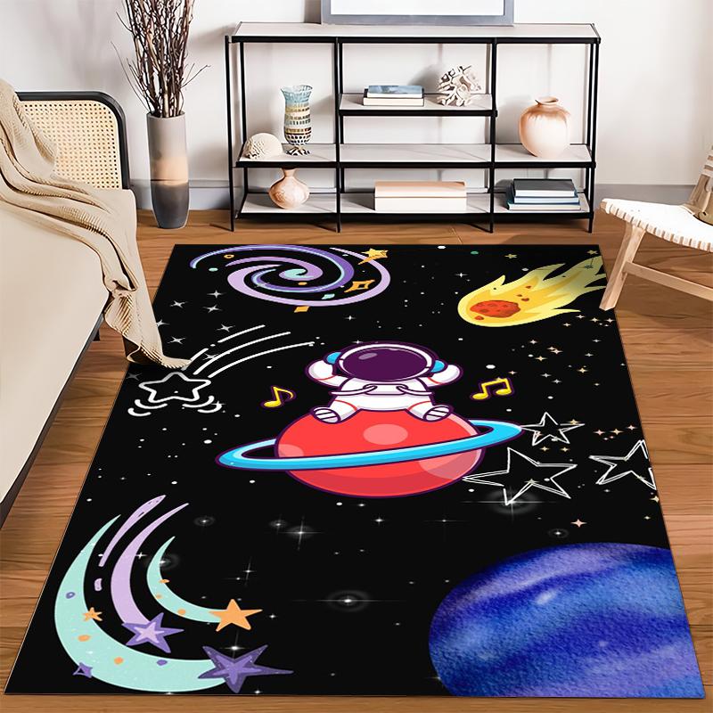 Astronaut Cartoon Space-Themed Carpet with Stars and Planets Design Suitable for Use As an Anti-slip for Living Room Bedroom Sofas