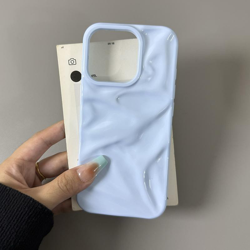 Fashion Ripple Texture Glossy Case For iPhone 11 12 13 14 15 Plus 16 Pro Max Soft TPU Wrinkles Phone Back Cover