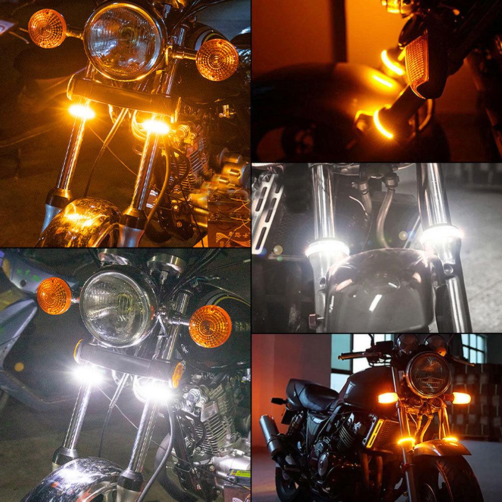 LED Dual-Color Front Shock Fork Light Strip with Turn Signal for Off-Road Motorcycles