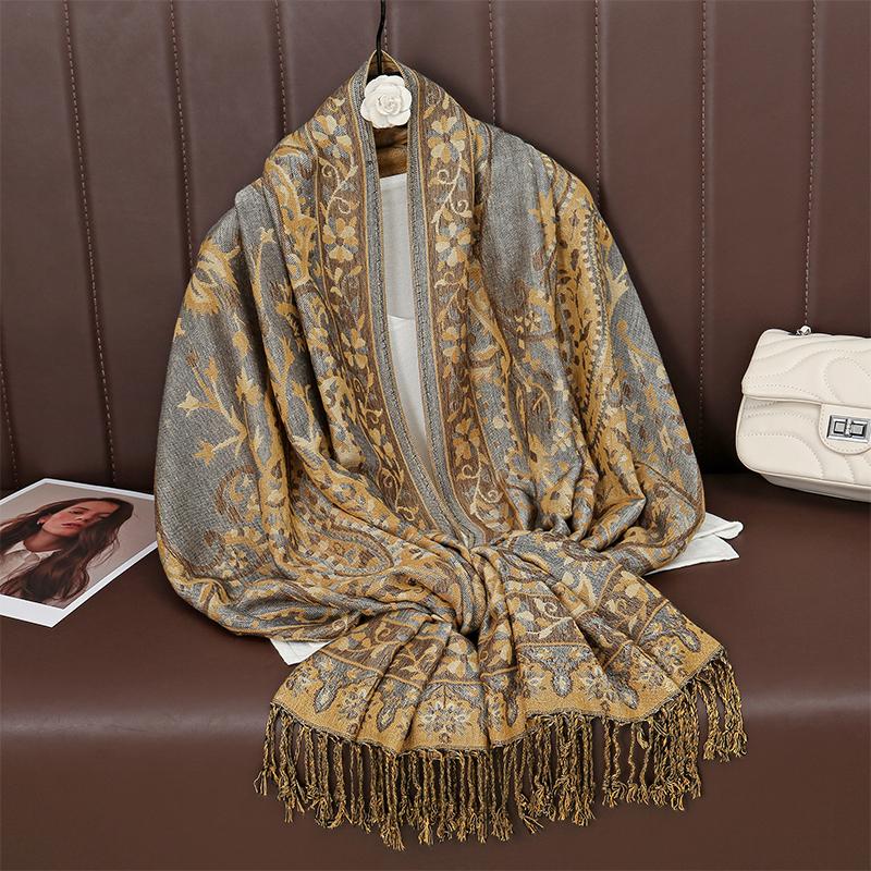 Luxury Brand Autumn Cashmere Pashmina Shawl Lady Wrap Warm Winter Scarves Design Print Female Foulard Cotton Stoles Scarf