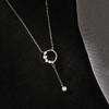 ANENJERY Shiny Zircon Round Circle Long Chain Tassel Necklace for Women Party Wedding Necklace Jewelry Gifts S-N713