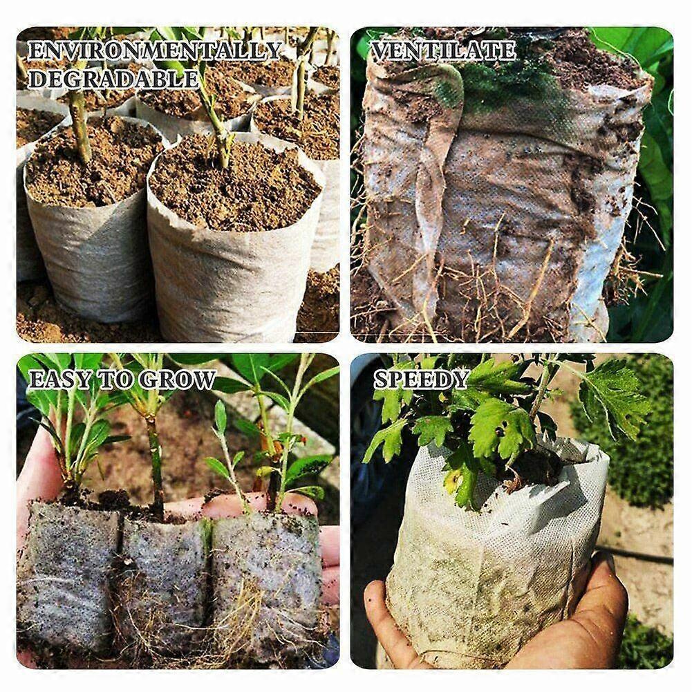 100 Pcs Nursery Growing Bags Large,Garden Seed Starters Pouch Small,Fabric Seedling Pots