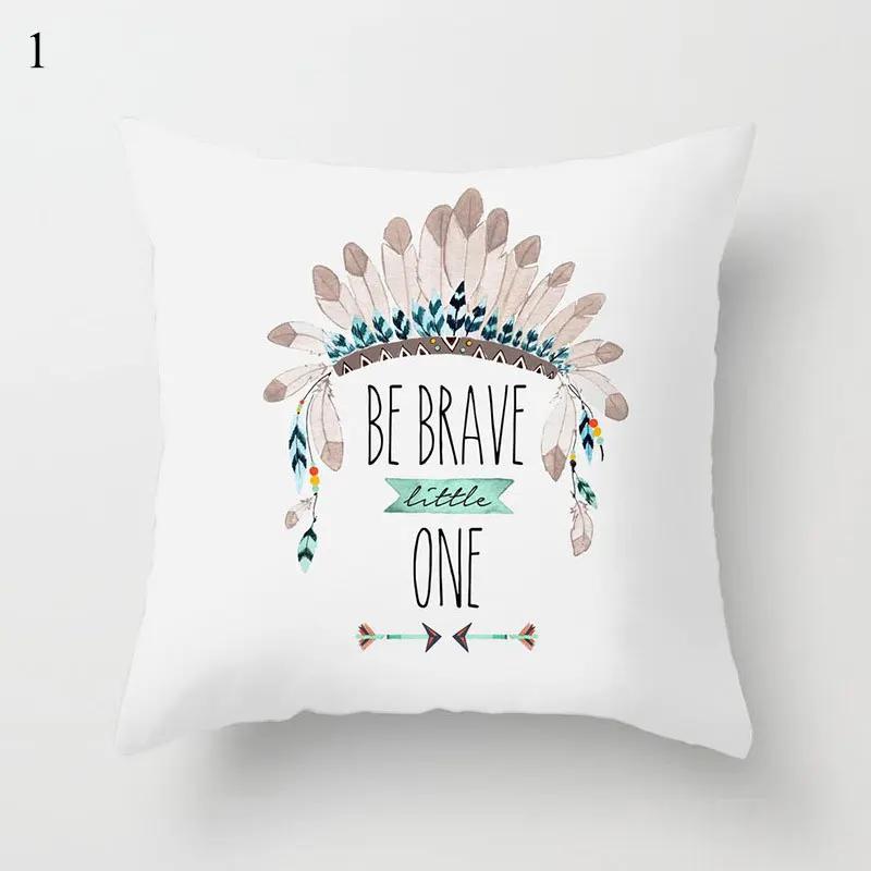Home Decor Bohemian Feather & Skull Pattern Pillow Covers Pattern Cushion Cover Suitable for Sofa Bedroom Car Pillow Cover