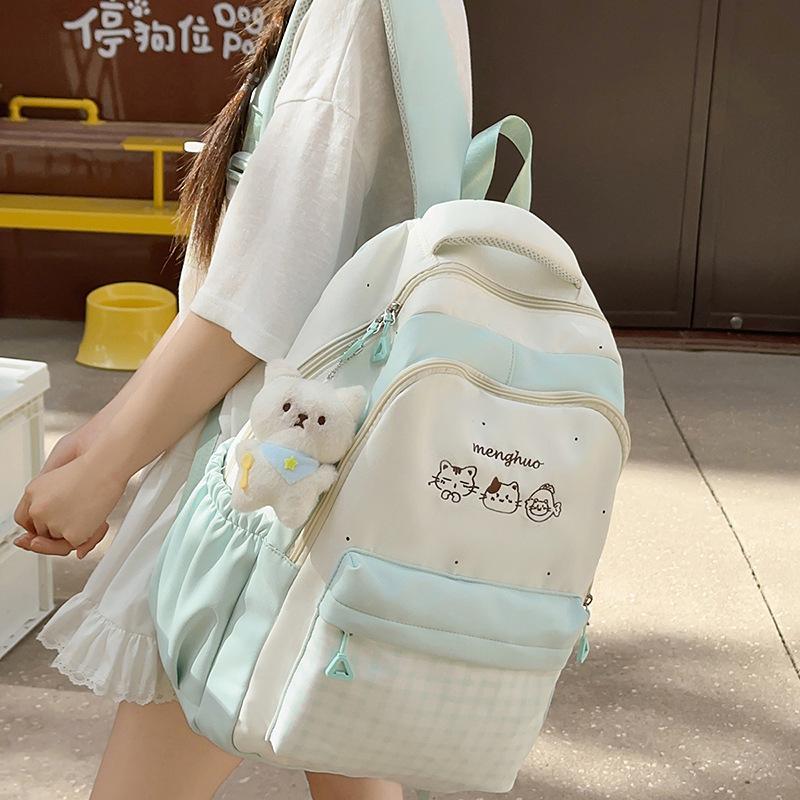 Schoolbag Lightweight Large-capacity Backpack New Japanese Ins High Value Fresh and Sweet Plaid Junior High School Student Schoolbag