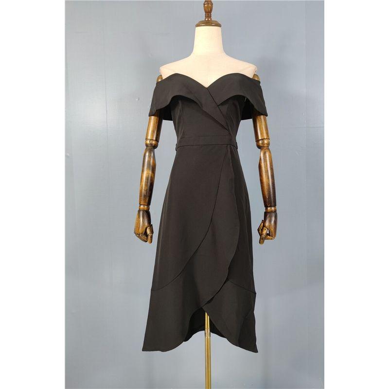 Foreign Trade Order Sexy Temperament off-Neck Gyaru Frill Slim fit Slimming Tall Elegant New Banquet Dress