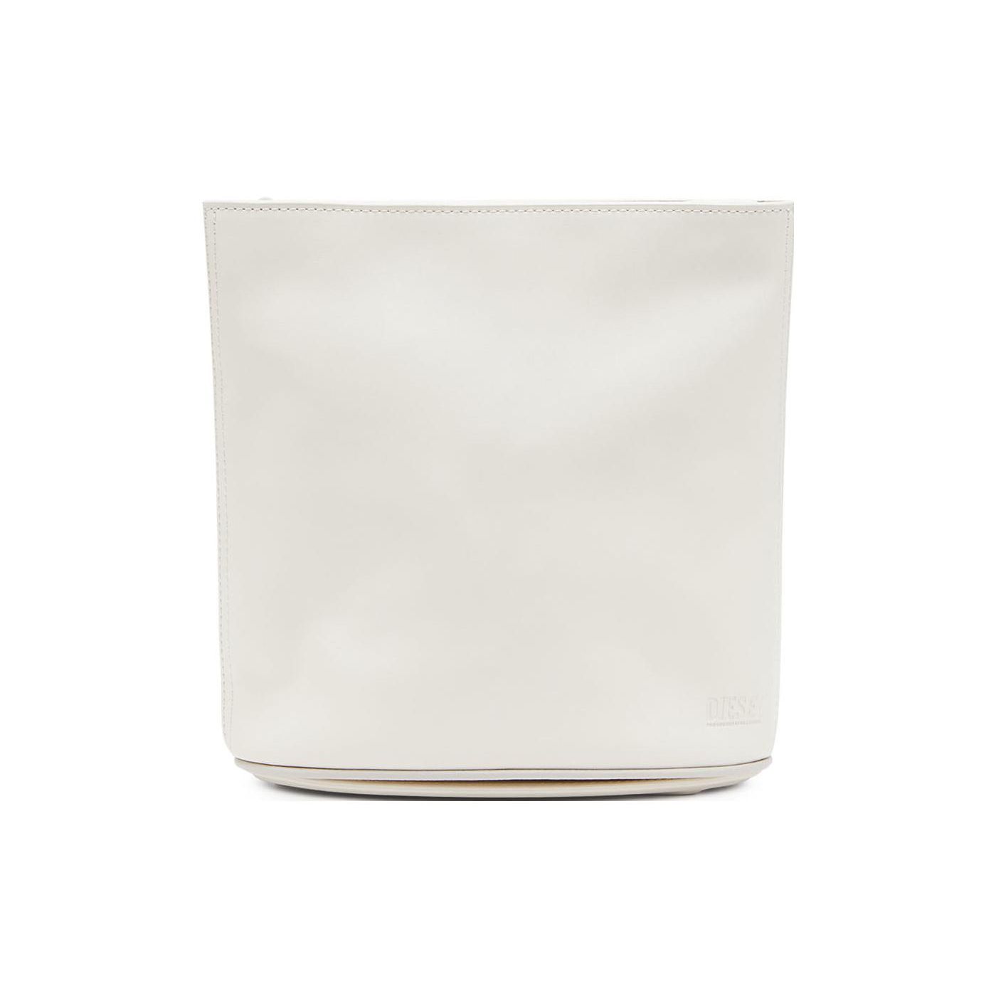 

Diesel Odd Pouch Embossed D-Handle Zipper Closure Leather Tote Bag Women Tote Bag White X09135P4007T1010 Basic Set (Bag+Dust Bag)