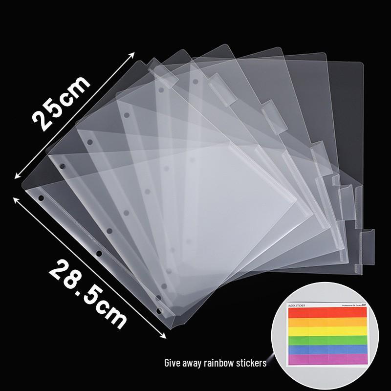 Waterproof US Size Color Index Divider Pages, 6-Pack, 3-Hole Binder