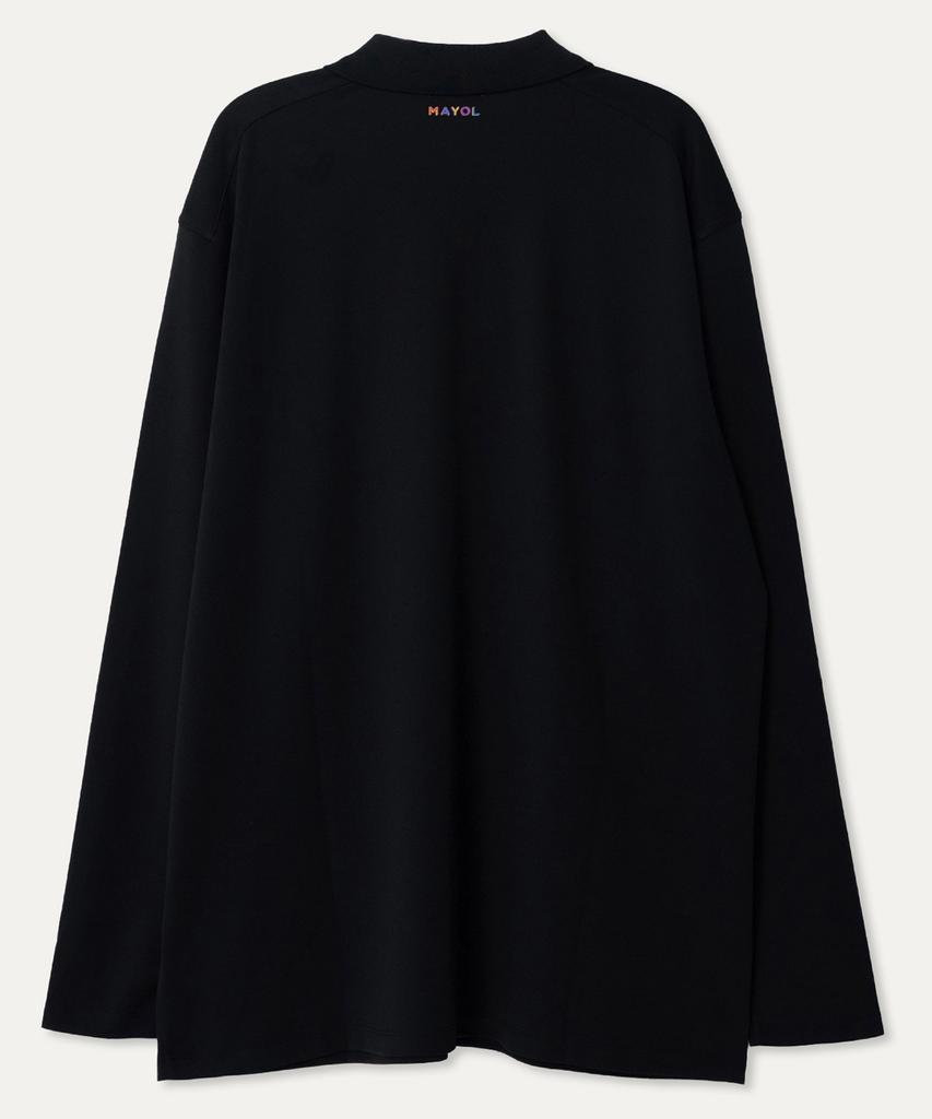 MAYOL Half-Zip Long-Sleeve Polo Shirt_Black
