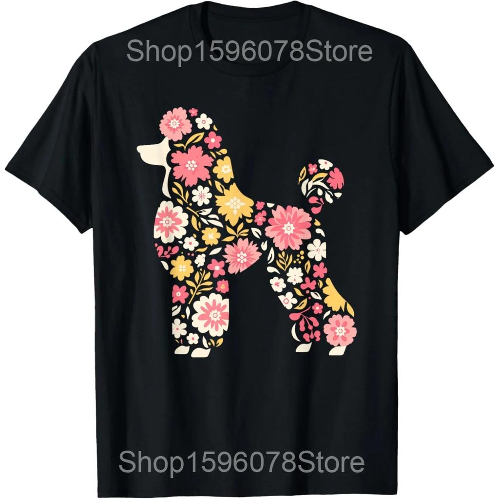 Funny Floral FLower Poodle Dog Mom Grandma Womens Mothers Day T Shirts Cotton Streetwear Tee Short Sleeve Unisex Loose Clothing