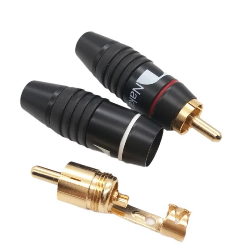 Middle Way Gold-Plated RCA Lotus Male Audio Plug - All Black DIY Terminal