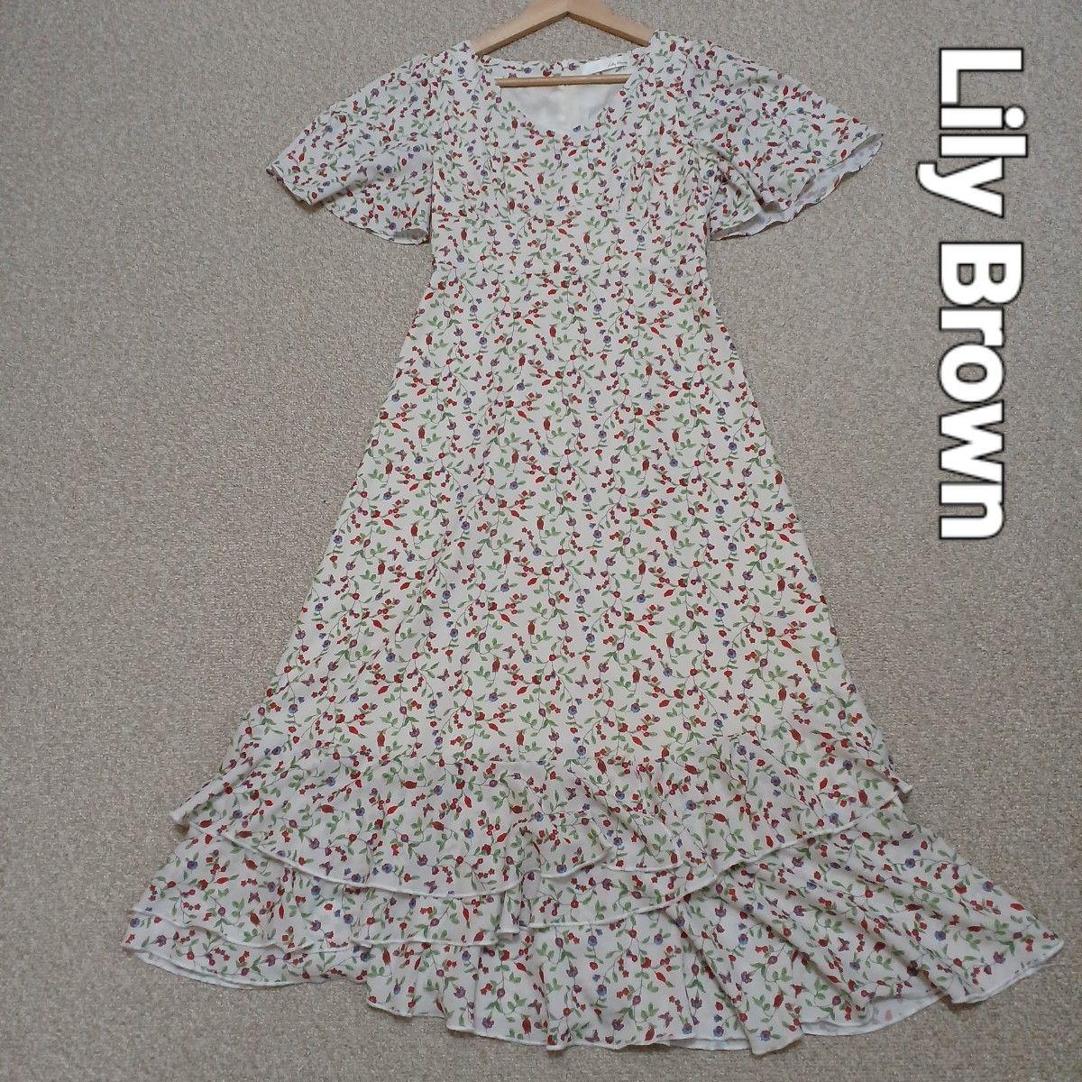 Lily Brown Vintage Flower Short Sleeve Dress Beige