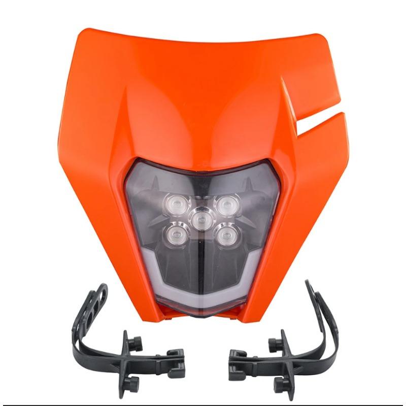 

Фары для мотоцикла, светодиодные дневные ходовые огни, 5 бусин, большой абажур, подходит для модификации внедорожного мотоцикла Ktm оранжевый