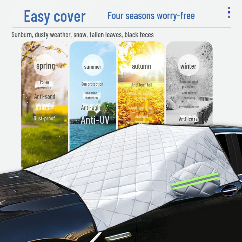 Winter Car Front Windshield Half Cover: Sunscreen, Rainproof, Heat Insulation, Thickened Shield