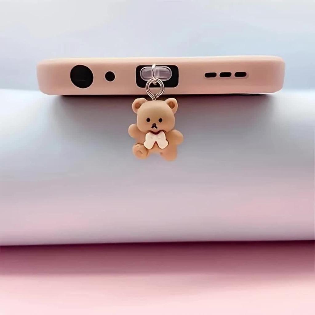 2/1 PCS INS Cartoon Bear Dust Plug Pendant Universal Decorative Accessory For Android iPhone And Headphone Charging Ports