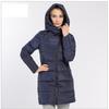 Women Winter Causal Down Cotton Parkas Jacket Coat Middle Long Hooded Stand Collar Zipper Warm Slim Pocket Solid Color