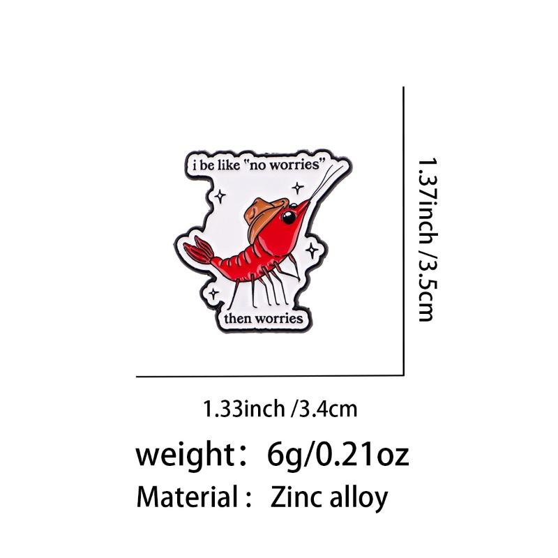Shrimp Fish Cat Snail Quotes Brooch Cartoon Metal Badge Creative English Jewelry Medal Clothing Brooch Accessories