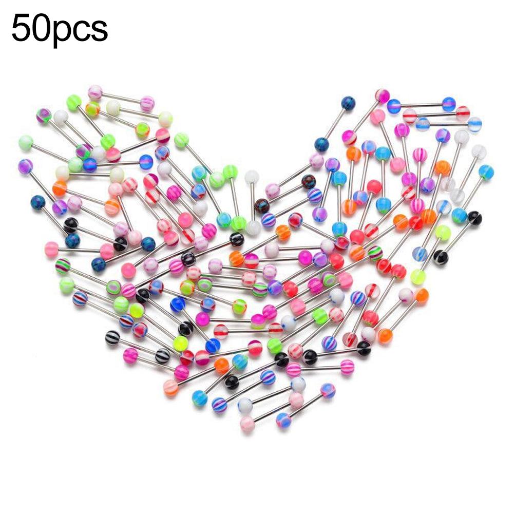 

50 шт. Смешанный цвет пирсинга языка Акриловые стержни-гвозди для языка Набор для языка Простой Боди Сексуальный Пирсинг Уха T5O4 Straight rod tongue nail-50pcs