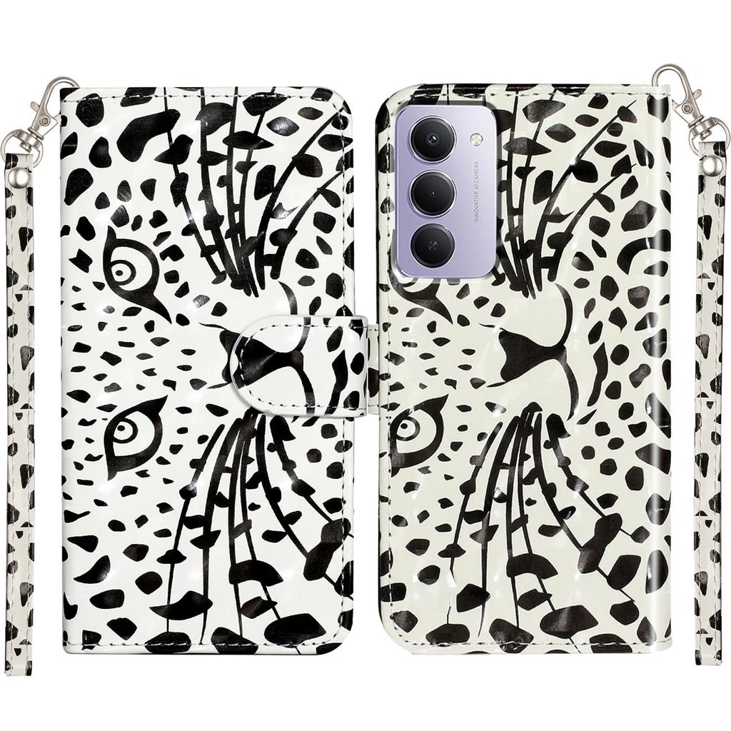 Para Xiaomi Redmi 15 5G (eu) (171mm)/Xiaomi Redmi 15 4G (eu) (171mm) Capa Carteira de Couro com Padrão 3D Estampado para Celular com Alça